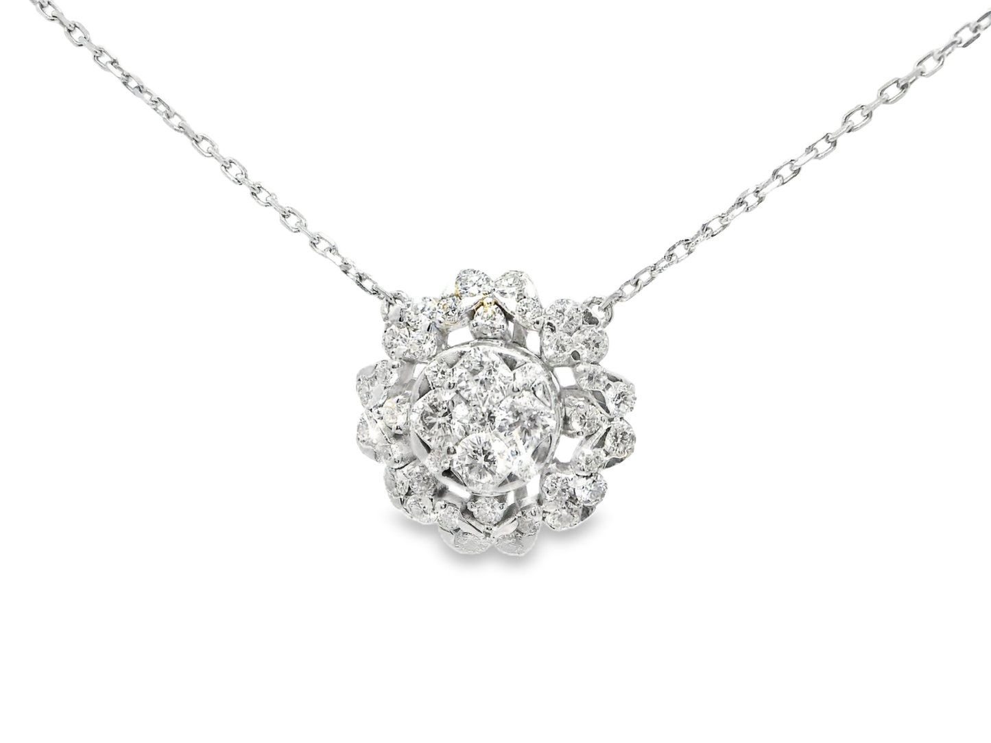 1.35CT Diamond Pendant 14k White Gold