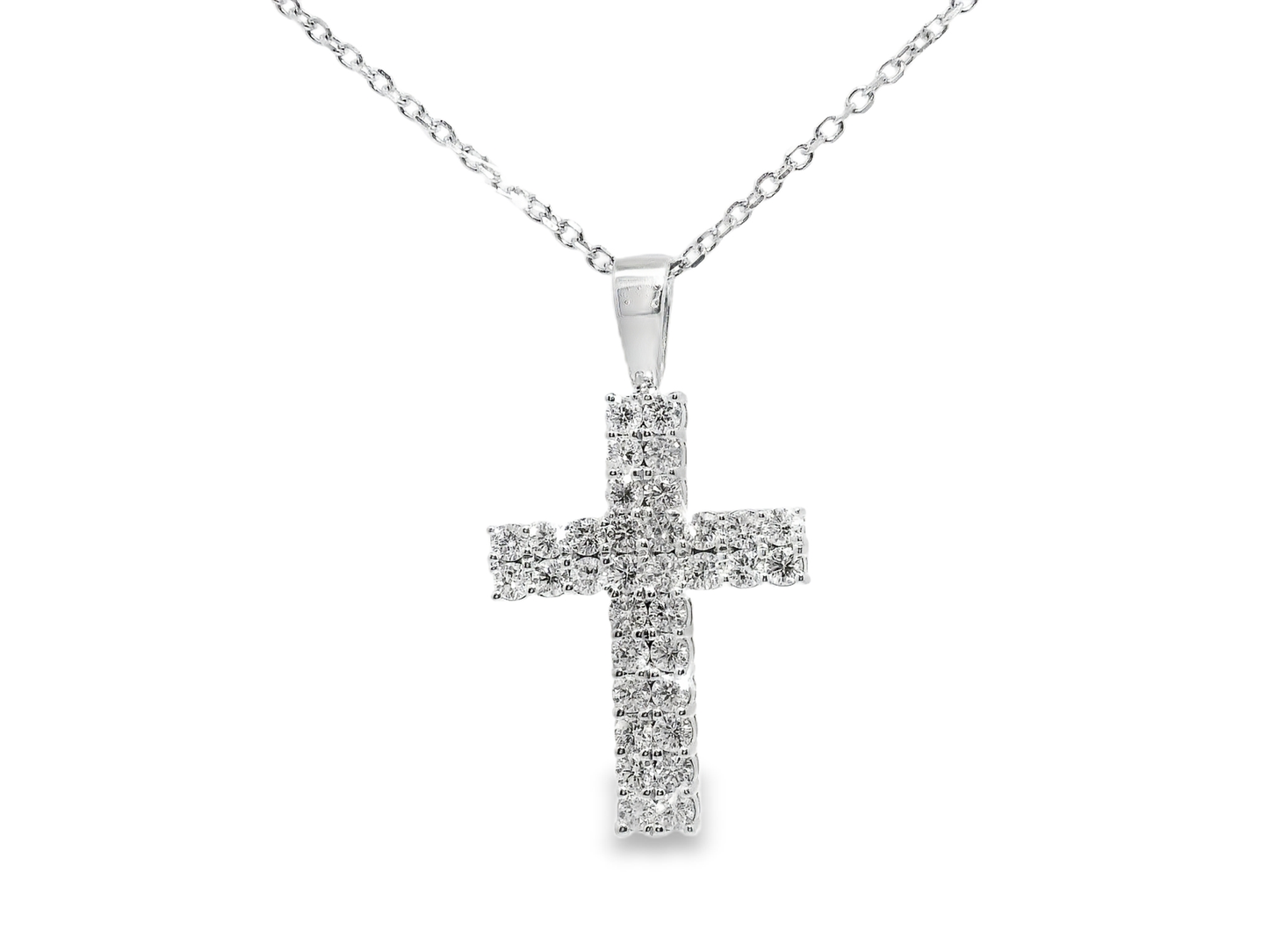 1.59CT Diamond Cross Pendant 14k White Gold