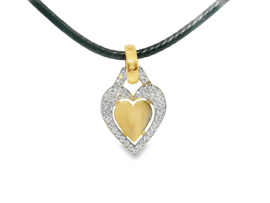 0.43CT Heart Charm Pendant 18k Yellow Gold