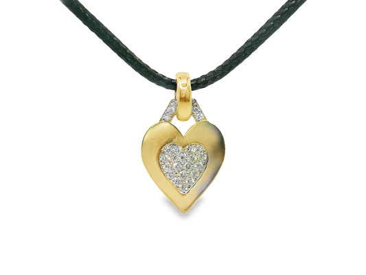 0.37CT Heart Charm Pendant 18k Yellow Gold