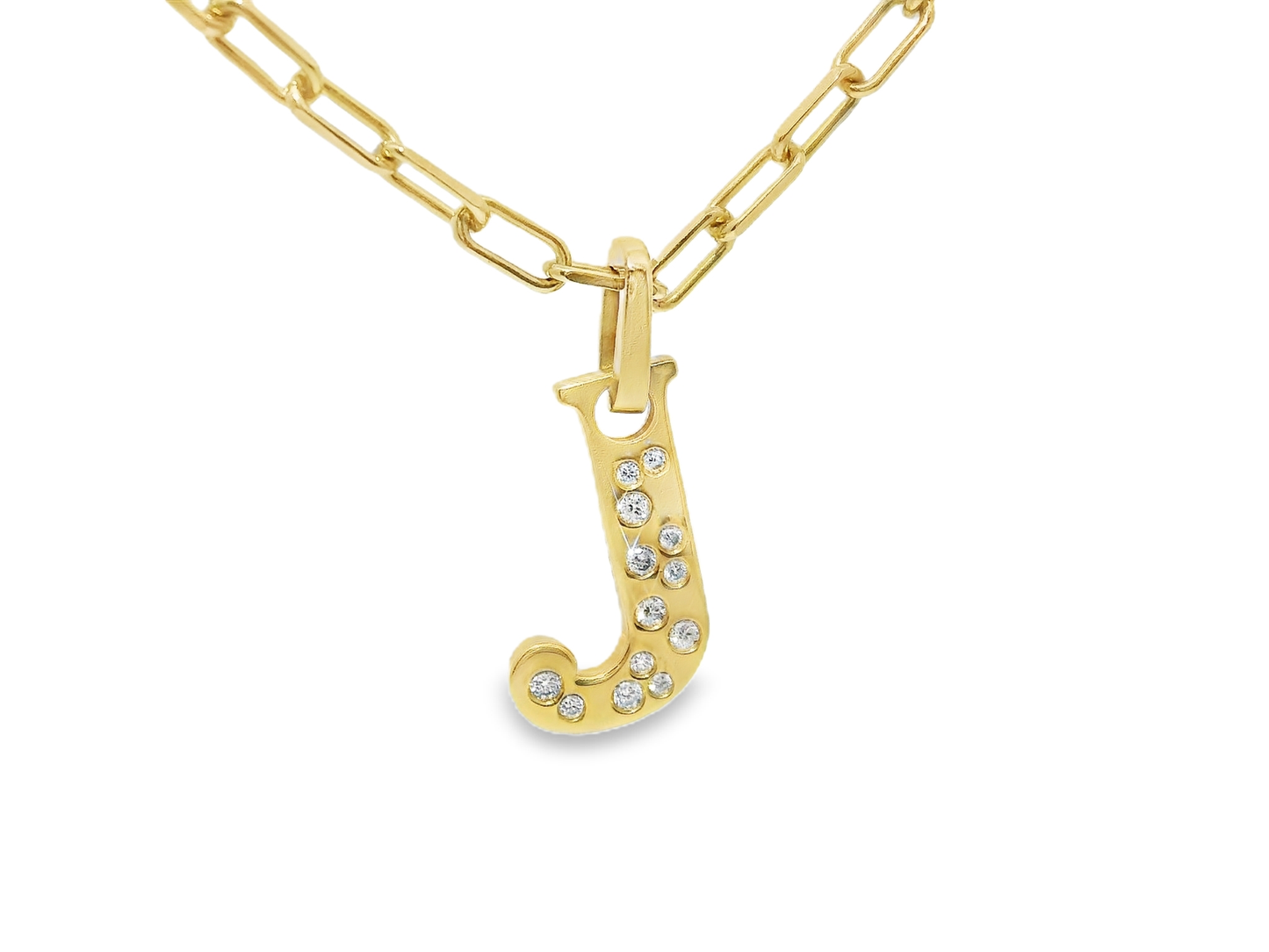 0.14CT Diamond J Letter Pendant 18k Yellow Gold