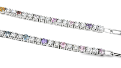 4.80CT Lab Diamond 2.90CT Multi Sapphire Necklace 14k White Gold