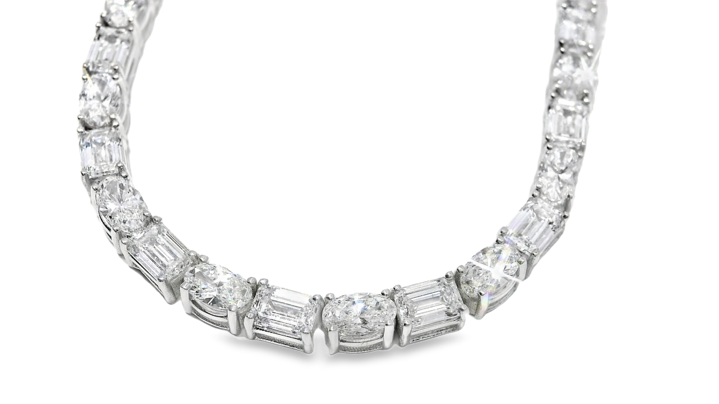 11.54CT Emerald Cut 7.78Ct Oval Lab Diamond Necklace 14k White Gold