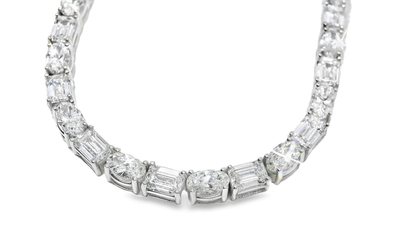 11.54CT Emerald Cut 7.78Ct Oval Lab Diamond Necklace 14k White Gold