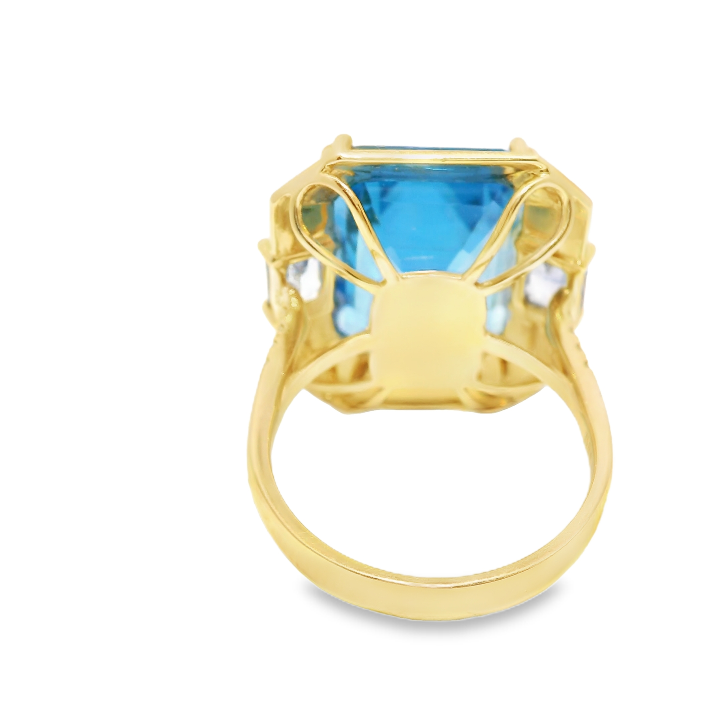 0.06CT Diamond 14.50CT London Blue and Blue Topaz Ring 14k Yellow Gold