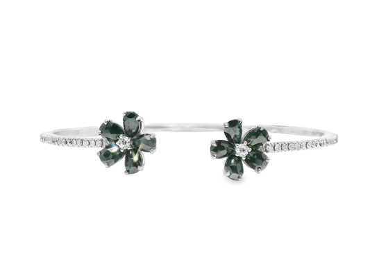 0.33CT Diamond 1.73CT Black Diamond Bangle 18k White Gold