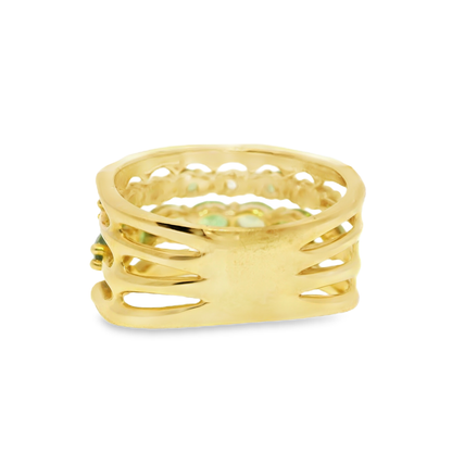 0.13CT Diamond 2.13CT Green Garnet Ring 14k Yellow Gold