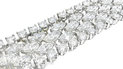 17.14CT Round 24.39CT Marquis Lab Diamond Bracelet 14k White Gold