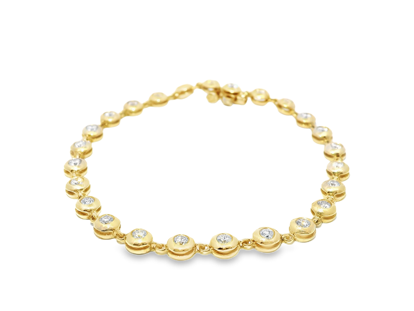 2.05CT Diamond Bezel Bracelet 14k Yellow Gold