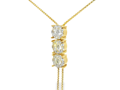 1.57CT Diamond Zip Pendant 14k Yellow Gold