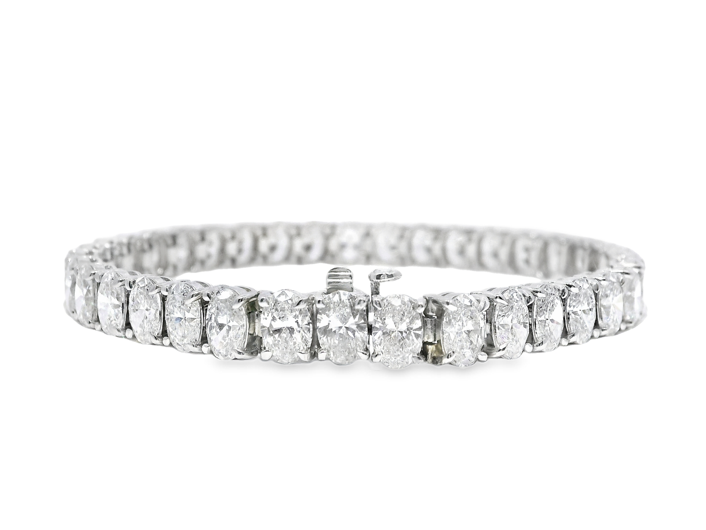 15.12CT Oval Lab Diamond Bracelet 14k White Gold