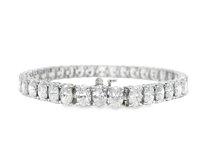 15.12CT Oval Lab Diamond Bracelet 14k White Gold