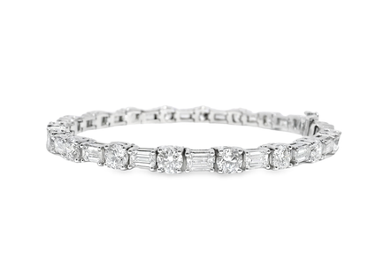 7.91CT Round 5.92CT Emerald Cut Lab Diamond Bracelet 14k White Gold