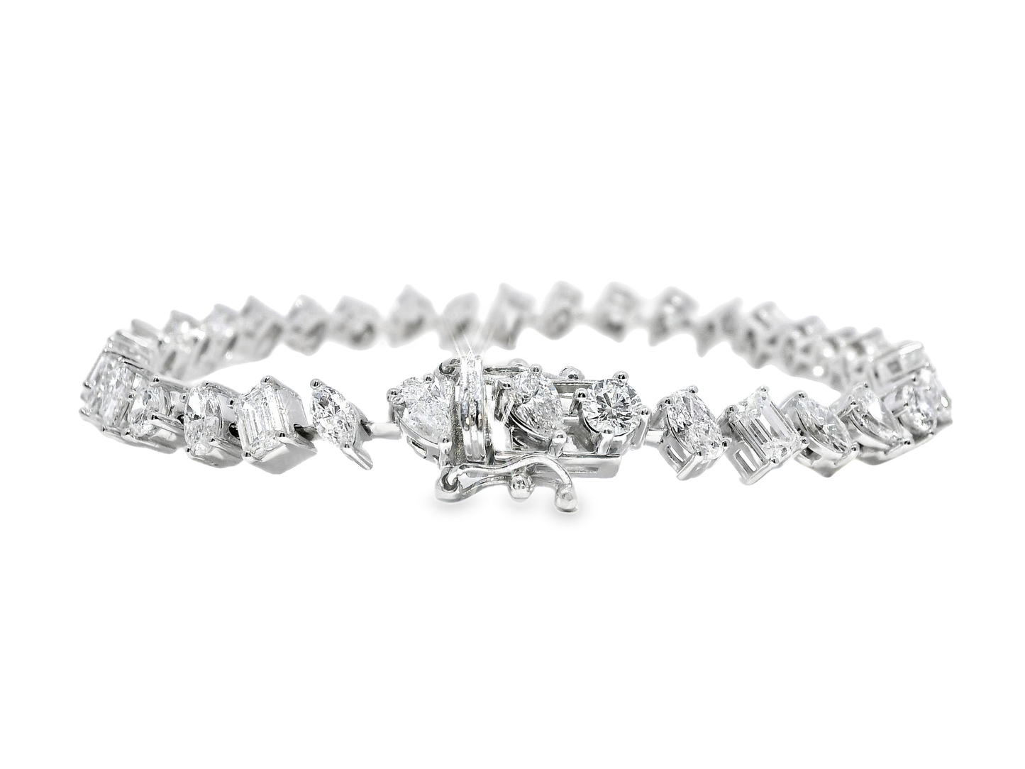 1.37CT Round 5.42CT Mixed Shape Lab Diamond Bracelet 14k White Gold