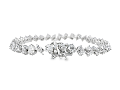 1.37CT Round 5.42CT Mixed Shape Lab Diamond Bracelet 14k White Gold