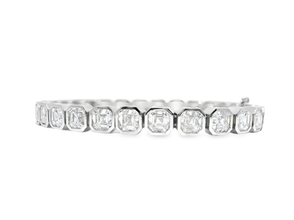 16.79CT Asher Cut Lab Diamond Bracelet 14k White Gold