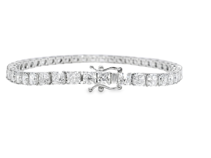 11.45CT Radiant Lab Diamond Bracelet 14k White Gold