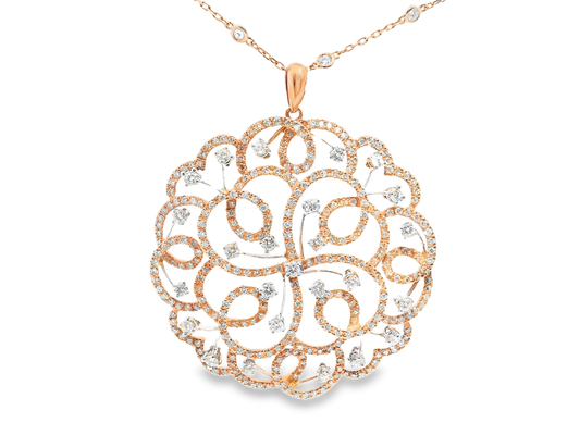 4.35CT Diamond Pendant 14k Rose Gold