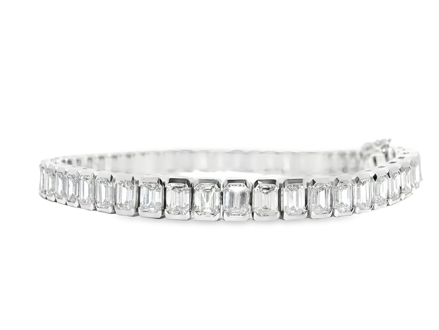 12.95CT Emerald Cut Lab Diamond Bracelet 14k White Gold