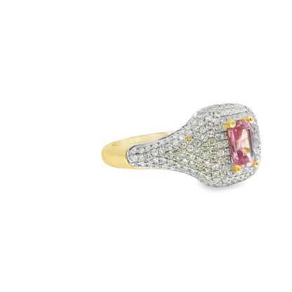 0.75CT Diamond 0.79CT Pink Sapphire Ring 14k Yellow Gold