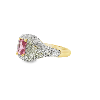 0.75CT Diamond 0.79CT Pink Sapphire Ring 14k Yellow Gold