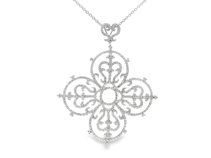 3.00CT Diamond Cross Pendant 14k White Gold