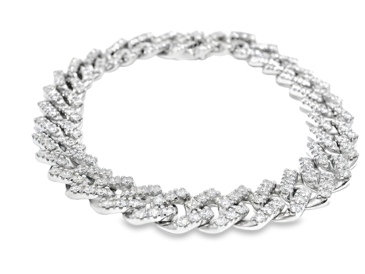 4.15CT Diamond Chain Link Bracelet 18k White Gold