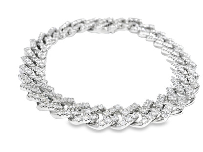 4.15CT Diamond Chain Link Bracelet 18k White Gold