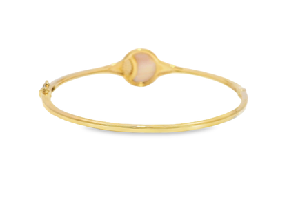 0.07Ct Diamond 3.32Ct Pink Mother of Pearl Bangle 14k Gold