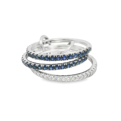 0.27CT Diamond 0.90CT Blue Sapphire Ring 14k White Gold