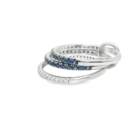 0.27CT Diamond 0.90CT Blue Sapphire Ring 14k White Gold