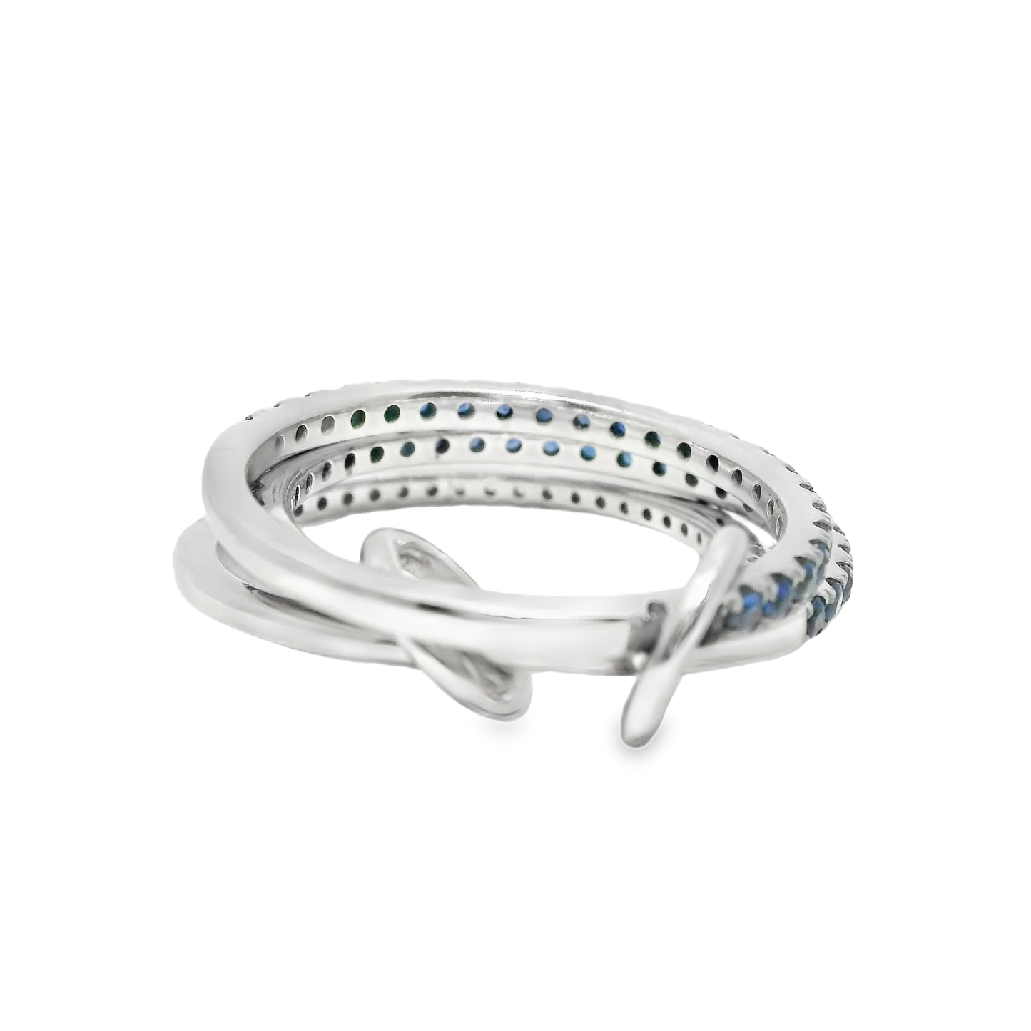 0.27CT Diamond 0.90CT Blue Sapphire Ring 14k White Gold
