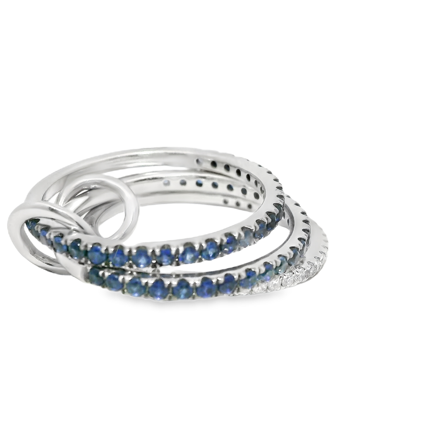 0.27CT Diamond 0.90CT Blue Sapphire Ring 14k White Gold