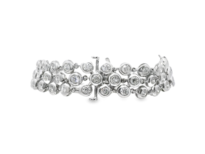6.32CT 3 Row Bezel Bracelet 14k White Gold