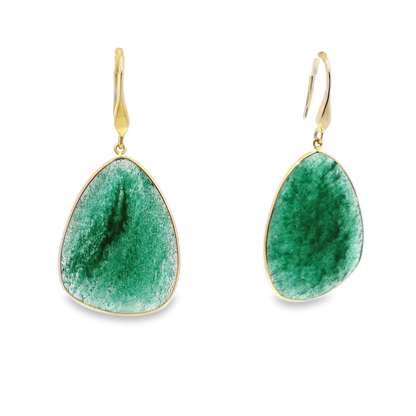Green Aventurine Hoop Earring 14k Yellow Gold