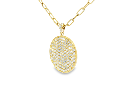 2.65CT Diamond Disc Pendant 14k Yellow Gold