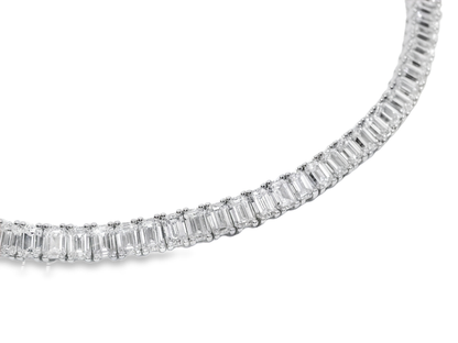 22.13CT Lab Diamond Emerald Cut Necklace 14k White Gold