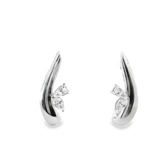 0.25CT Pear Marquis Diamond 14k White Gold Earring