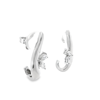 0.25CT Pear Marquis Diamond 14k White Gold Earring