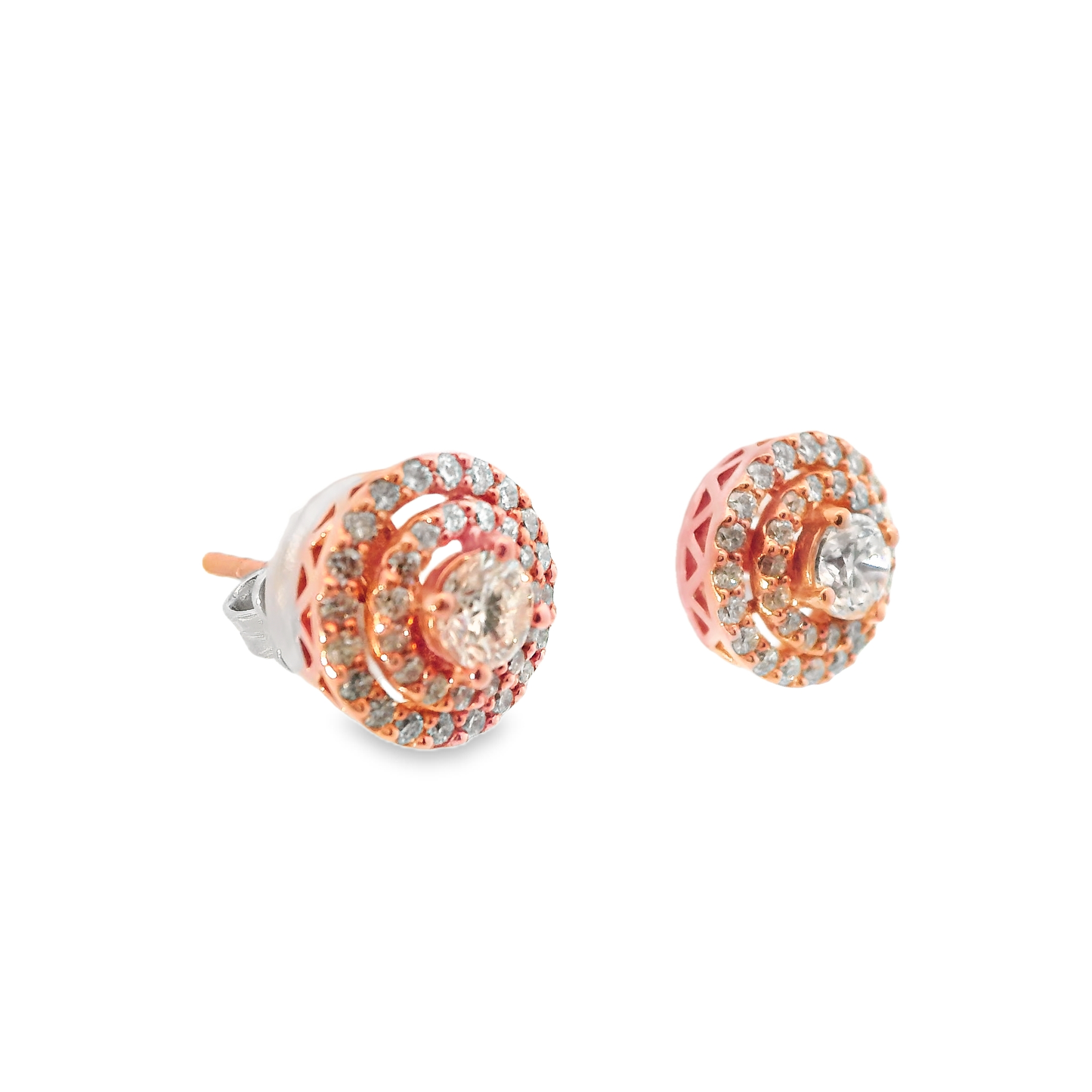 1.00CT Diamond 14k Rose Gold Earring