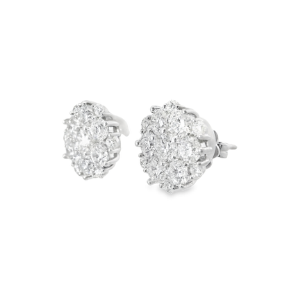 3.16CT Diamond  14k White Gold Earring
