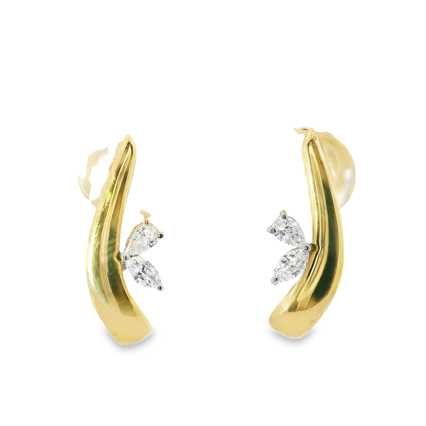 0.25CT Pear Marquis Diamond 14k White Gold Earring