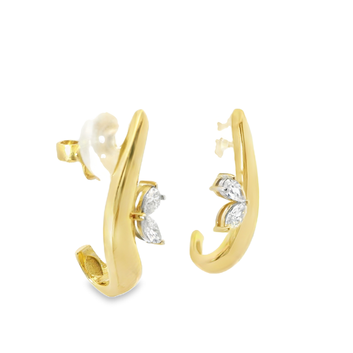 0.25CT Pear Marquis Diamond 14k White Gold Earring