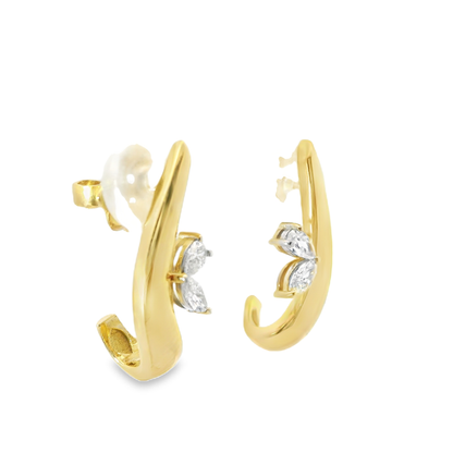 0.25CT Pear Marquis Diamond 14k White Gold Earring