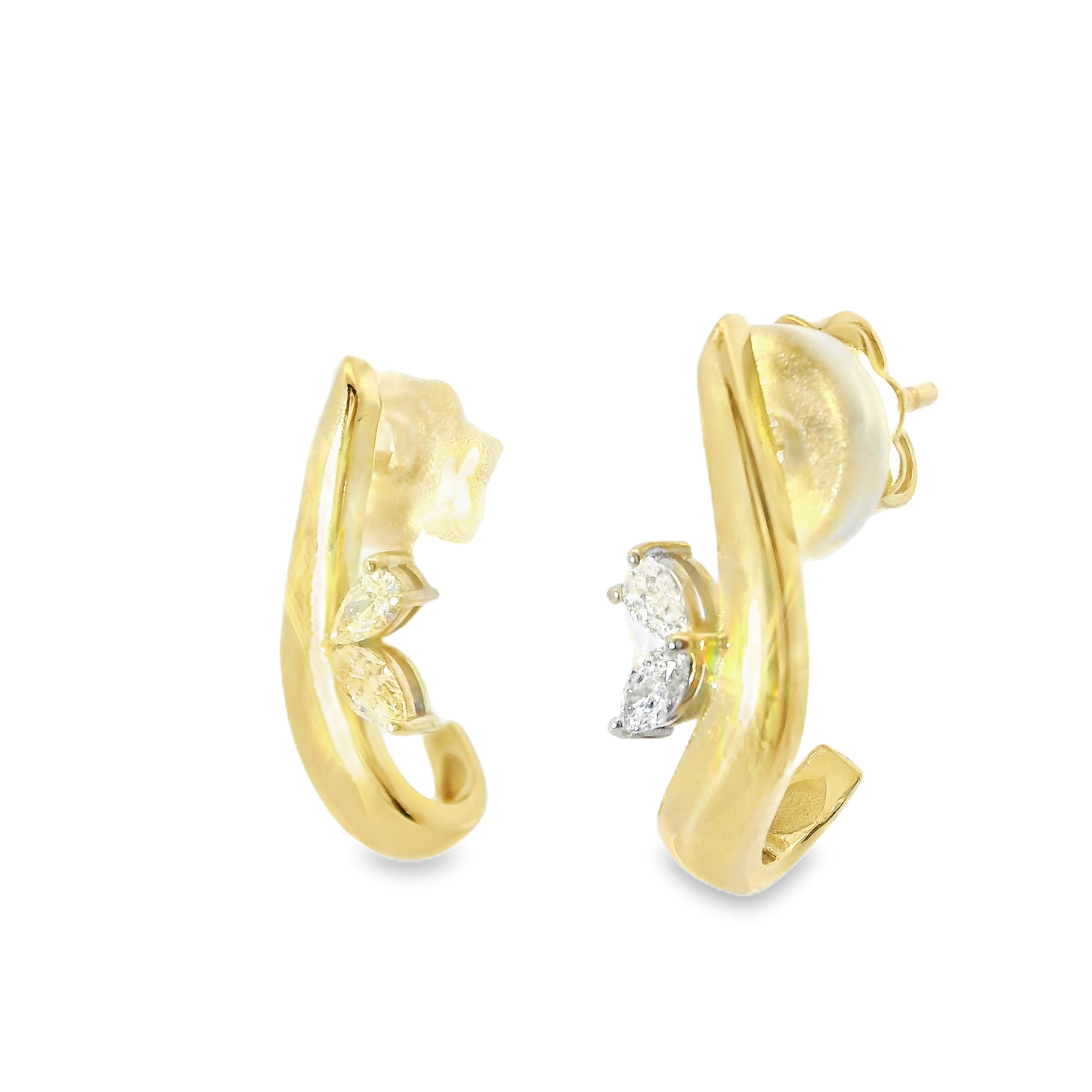 0.25CT Pear Marquis Diamond 14k White Gold Earring