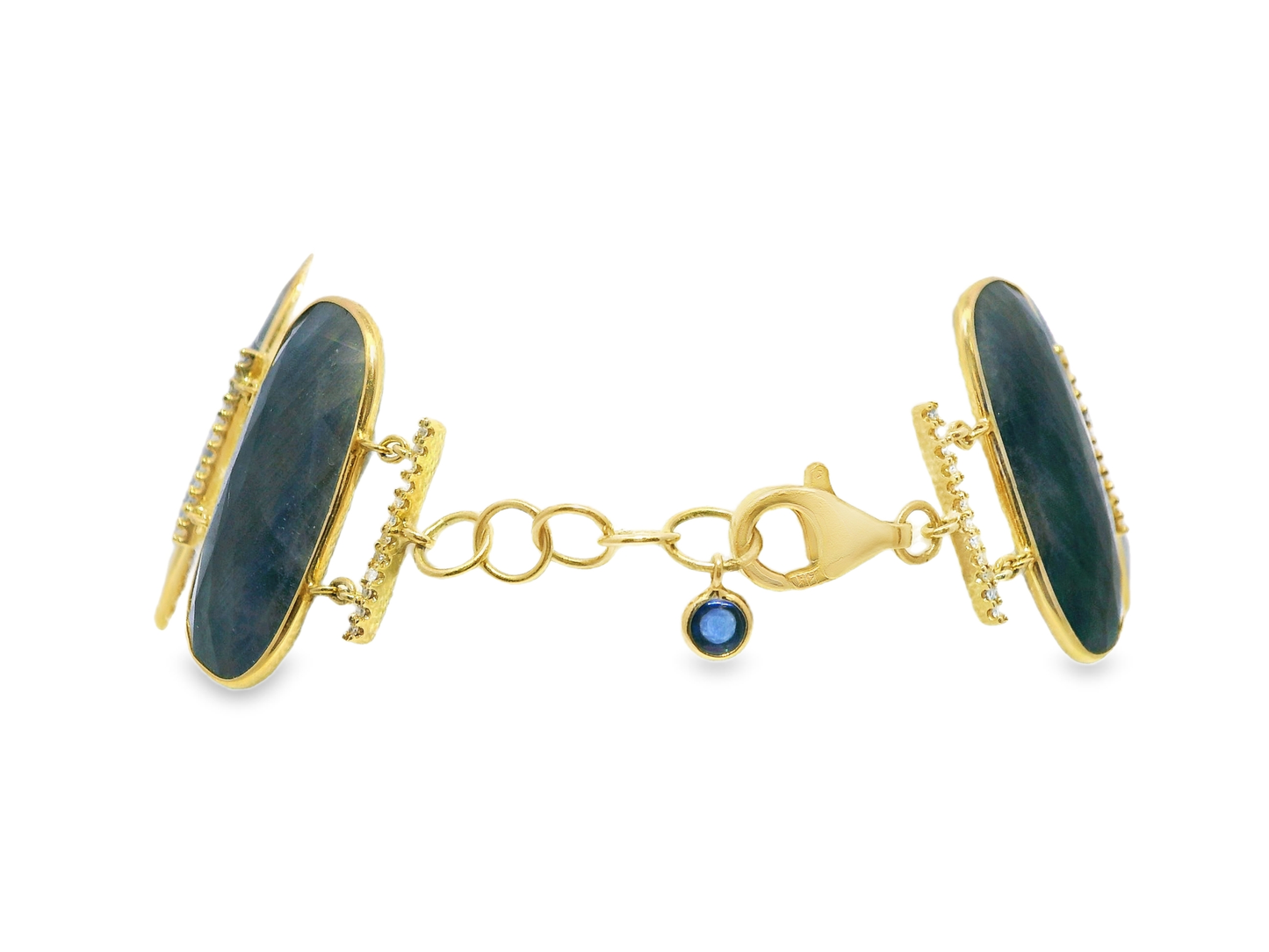 0.50CT Diamond with Blue Sapphire 14k Yellow Gold Bracelet