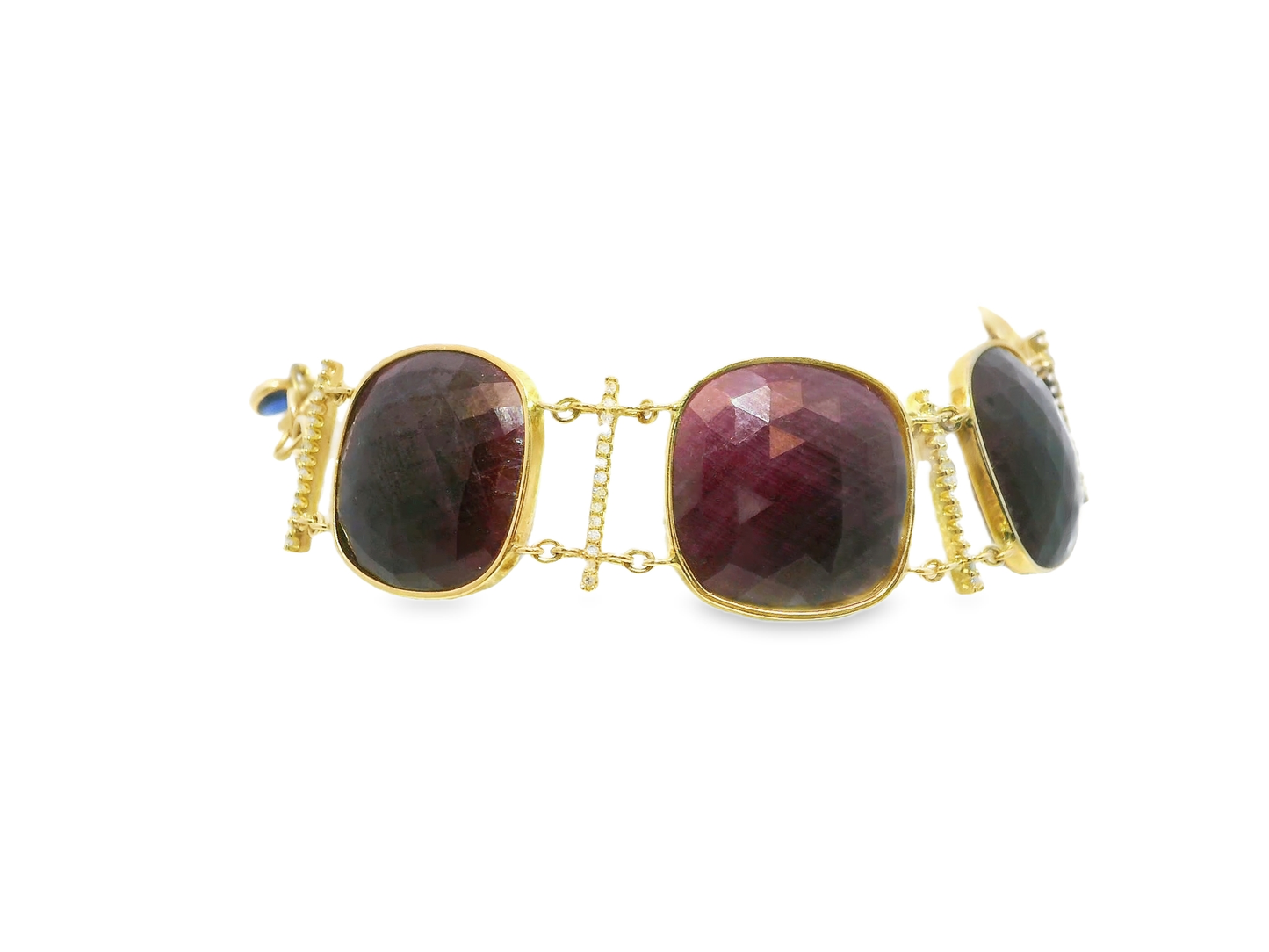 0.50CT Diamond with Ruby 14k Yellow Gold Bracelet