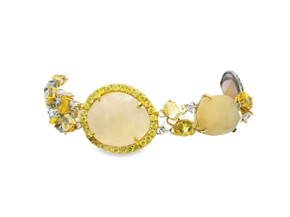 1.75CT Diamond with Mixed Sapphire 18k Yellow Gold Bracelet