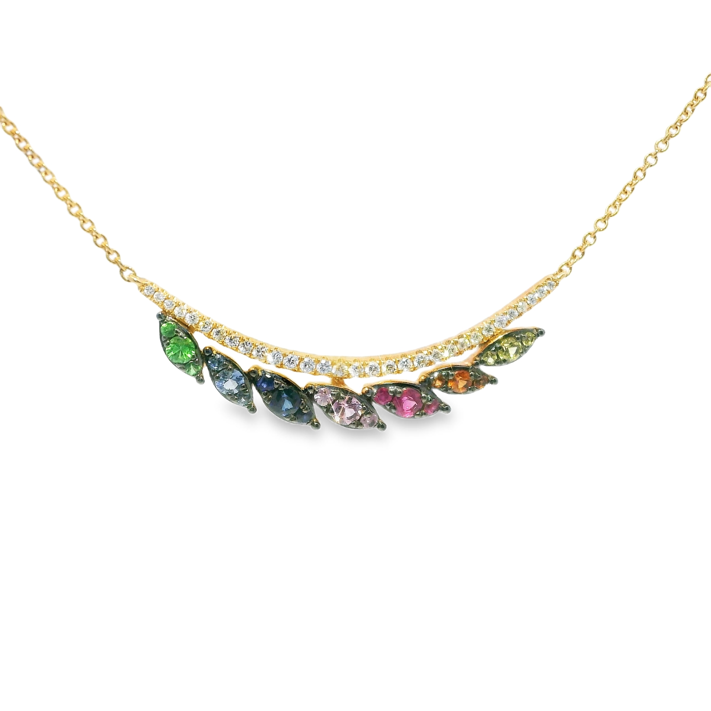 0.16CT Diamond 0.56CT Mixed Sapphire Pendant 14k Rose Gold