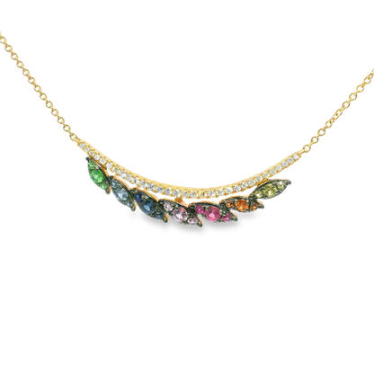 0.16CT Diamond 0.56CT Mixed Sapphire Pendant 14k Rose Gold